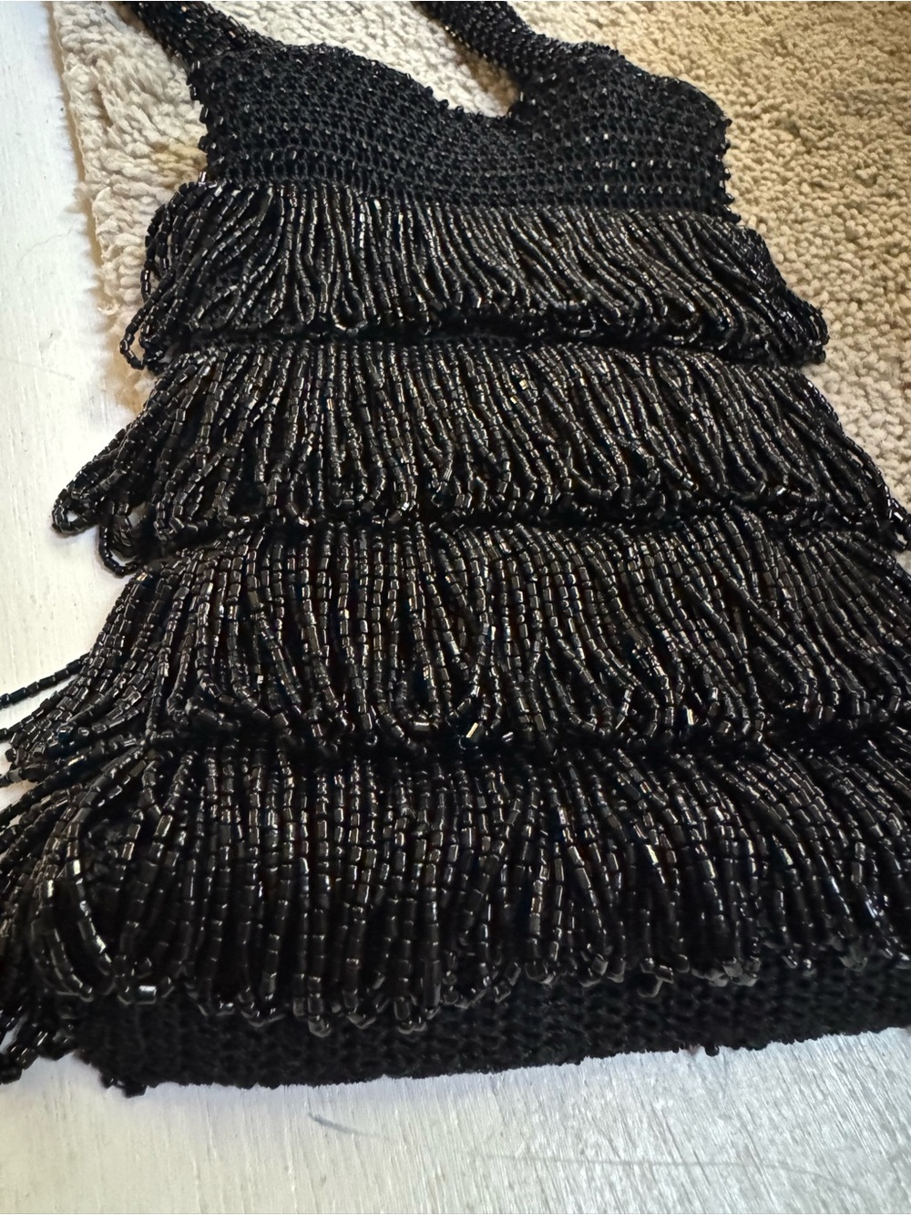 Black Beaded Fringe Key & Card Holder